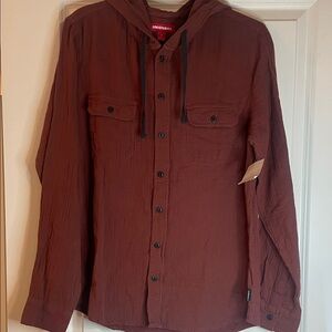 UNIONBAY Men's Brown Hooded Shirt Jacket